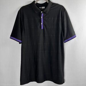 Callaway Opti Dri Performance Golf Polo Shirt L Black Striped Placket Athletic‎